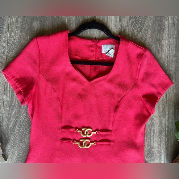 Vintage Scarlett midi dress with elegant waist detailing and back cinch Vtg 9/10 - Picture 2 of 10